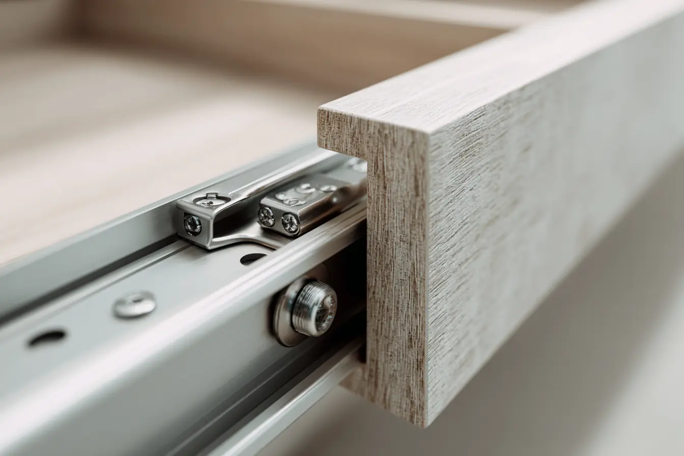 Soft-close drawer runner and laminated carcass edge detail