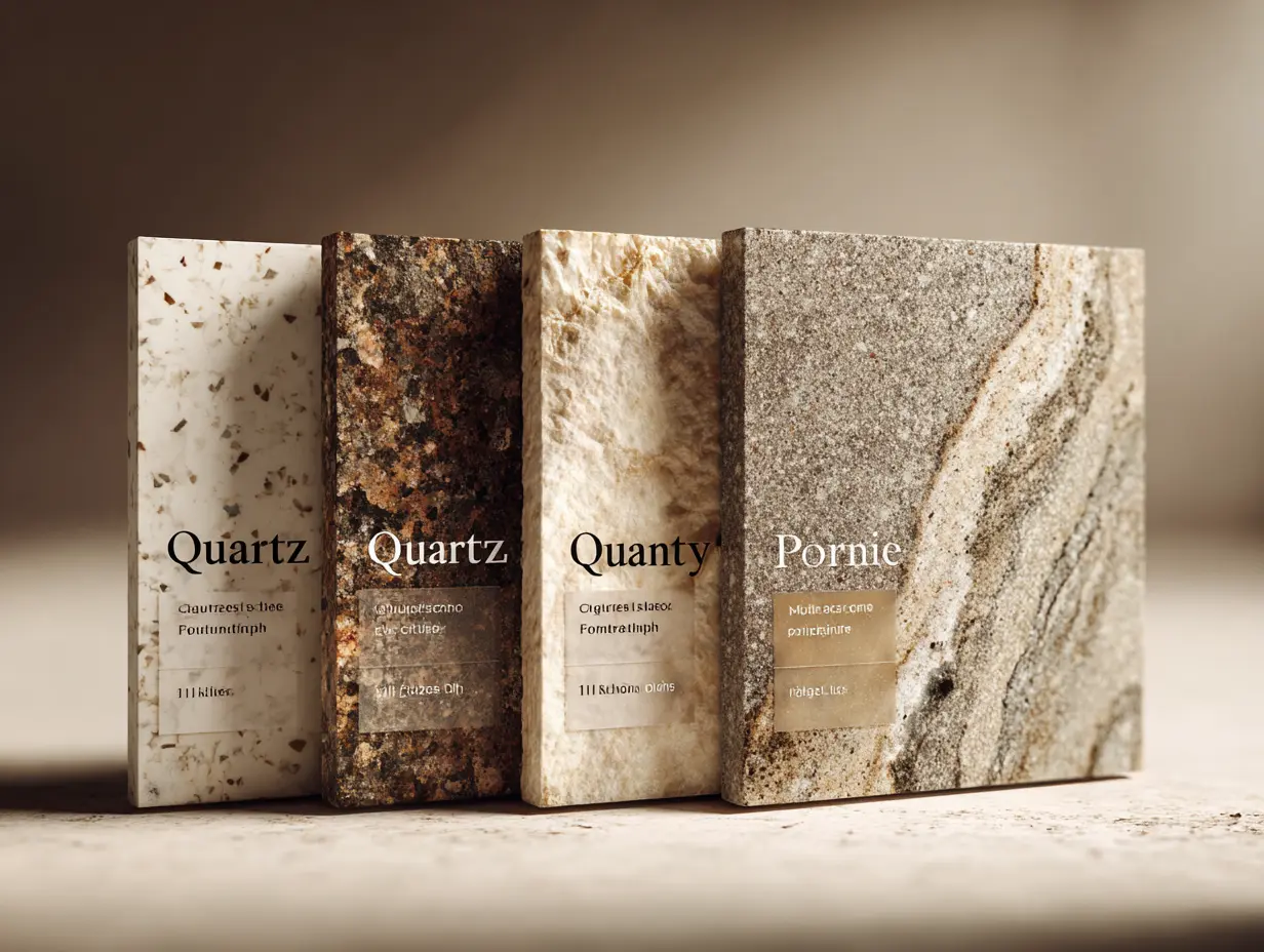 Comparison of quartz granite and porcelain countertop materials for Malaysian kitchens