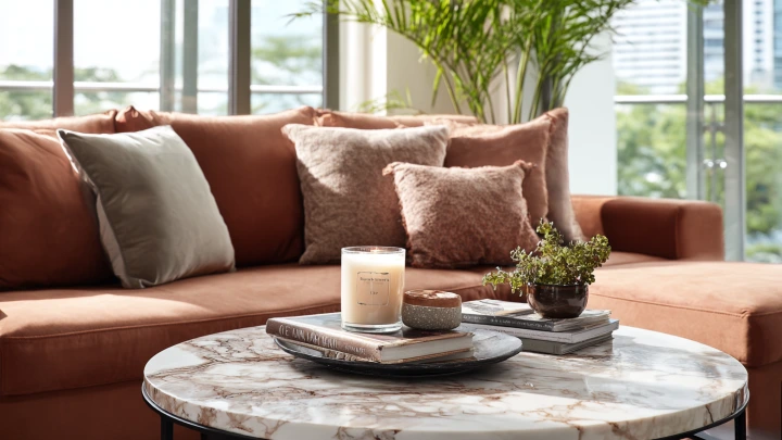 Stylish but affordable coffee table and decor accessories in a Malaysian living room renovation Stylish but affordable coffee table and decor accessories in a Malaysian living room renovation