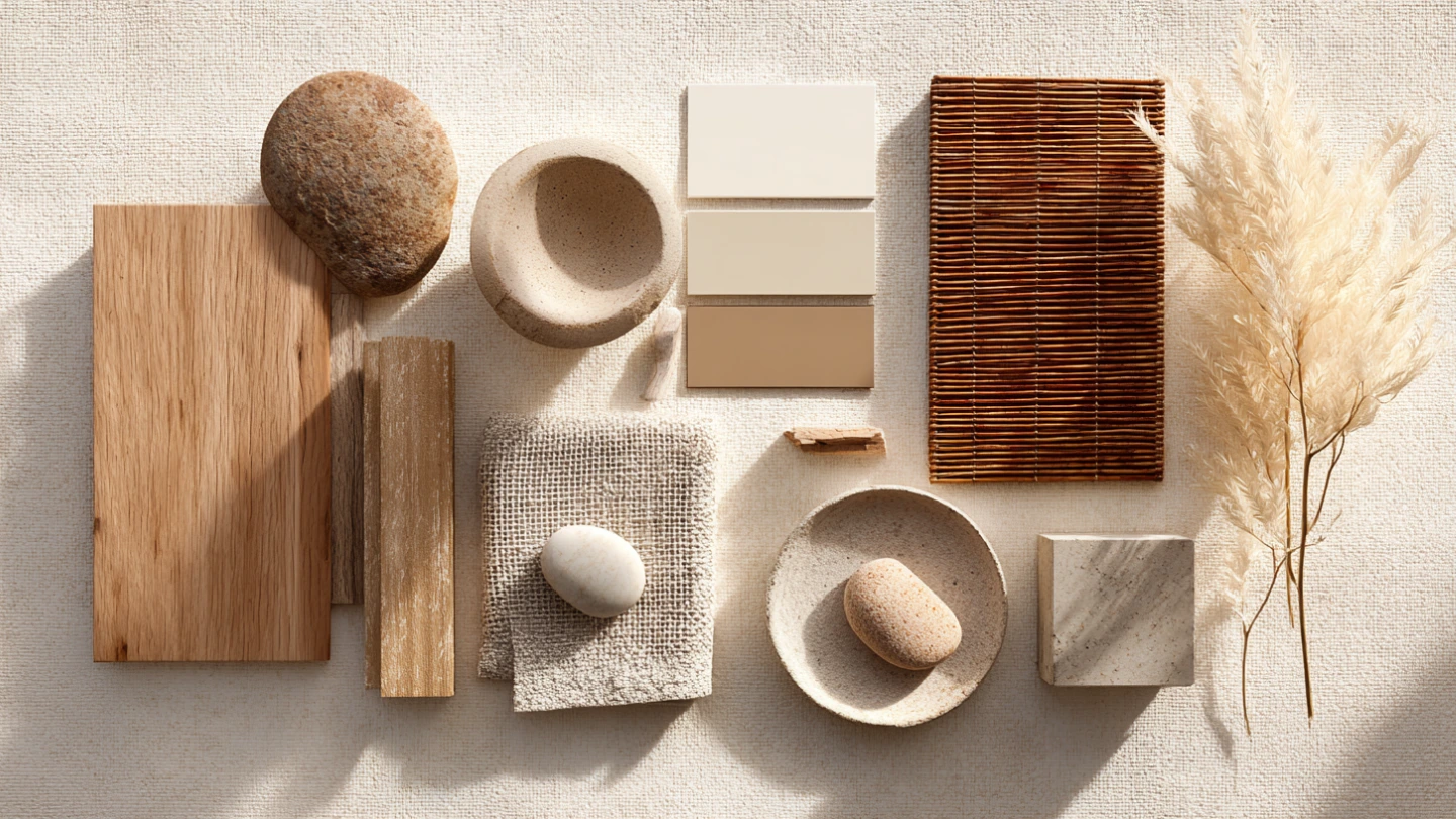 Japandi design elements — wood, rattan, ceramics, and linen textures for Malaysian homes Japandi design elements — wood, rattan, ceramics, and linen textures for Malaysian homes