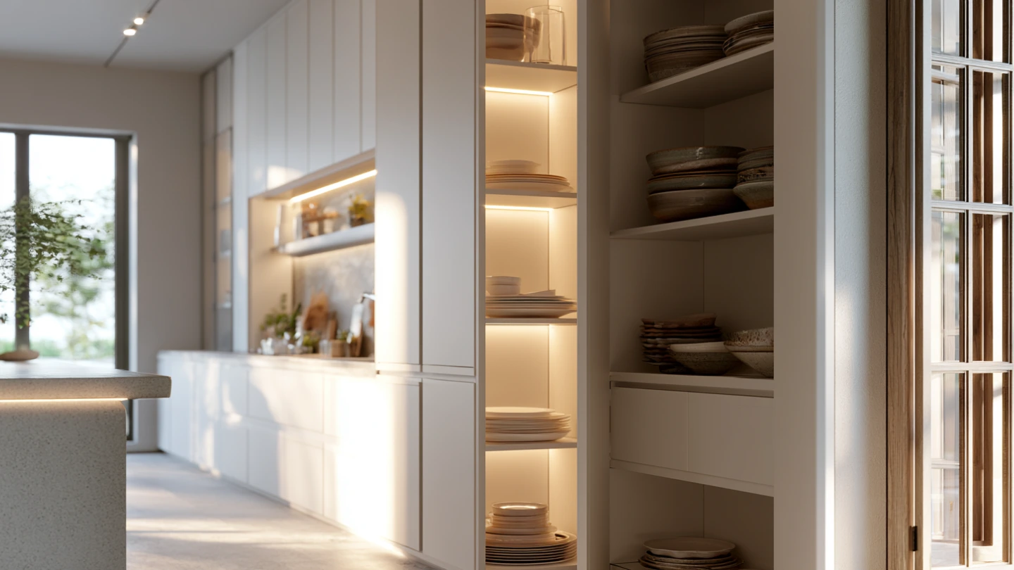 MR MDF kitchen cabinet interior structure showing smooth surface and construction in a KL condo MR MDF kitchen cabinet interior structure showing smooth surface and construction in a KL condo